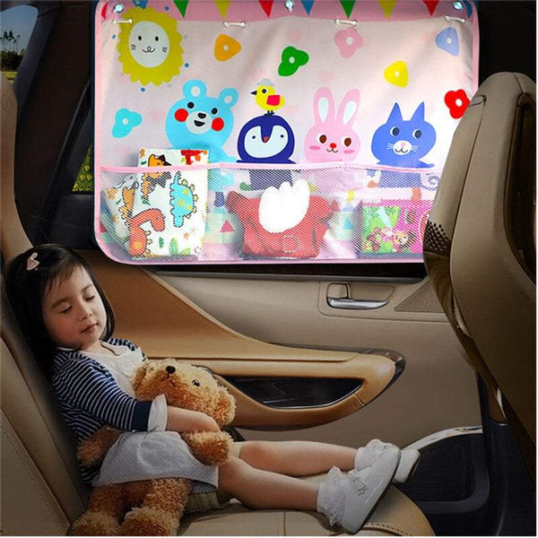 Sun Visors Vehicle Interior Parts Printed Car Sunshade With Mesh Pocket Window Kids Safety