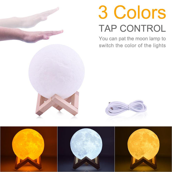 Lamps 3D Rechargeable Moon Night Light Remote Led Lamp