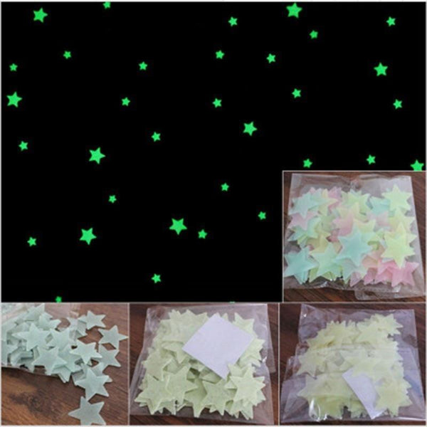 Wall Stickers 50Pcs 3D Stars Glow In The Dark Luminous Fluorescent Home Decor