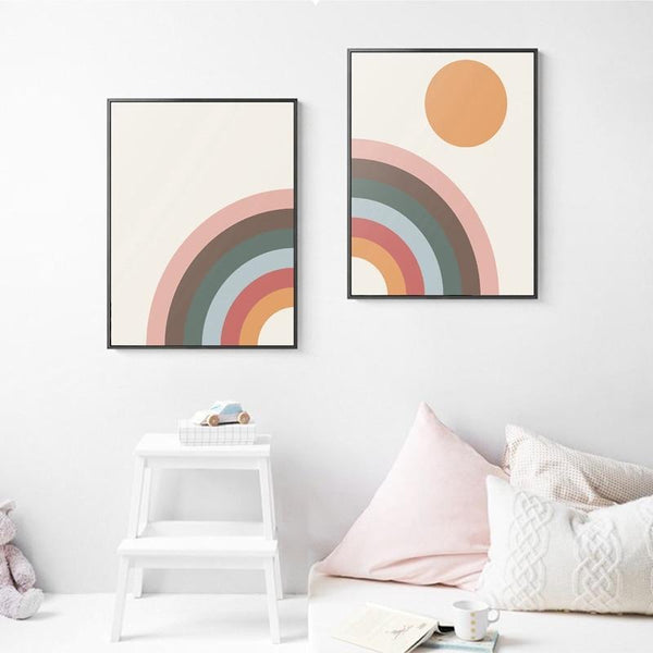 Posters & Prints Sunny Rainbows Cartoon Trendy Poster Nursery Canvas Prints Wall Art