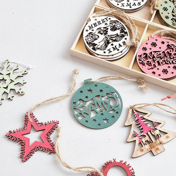 Seasonal Decorations Nordic Wooden Christmas Ornaments Pendant Tree Decorations