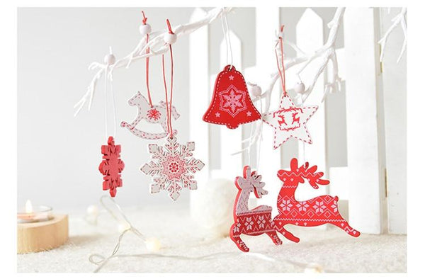 Seasonal Decorations Nordic Wooden Christmas Ornaments Pendant Tree Decorations