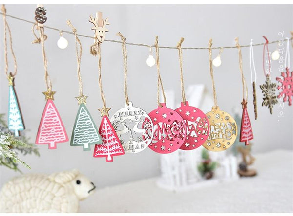 Seasonal Decorations Nordic Wooden Christmas Ornaments Pendant Tree Decorations