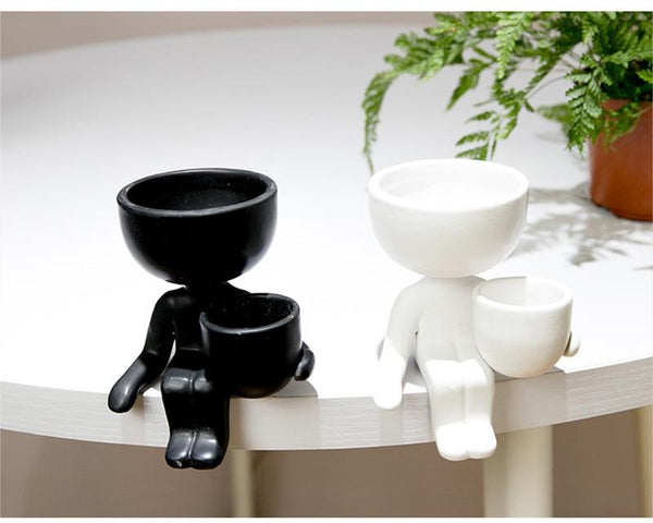 Baskets, Pots, Window Boxes White Or Black Nordic Humanoid Ceramic Flower Pot Indoor Mini Plant