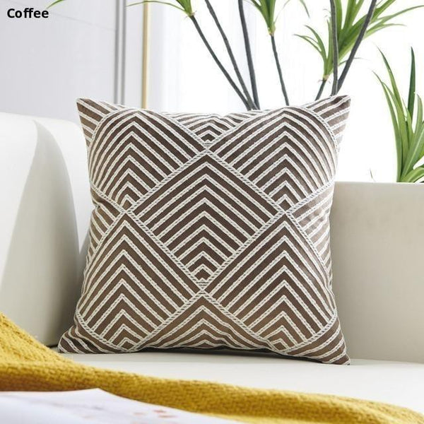 Cushions & Decorative Pillows Modern Geometric Embroidered Velvet Cushion Covers Home Decor