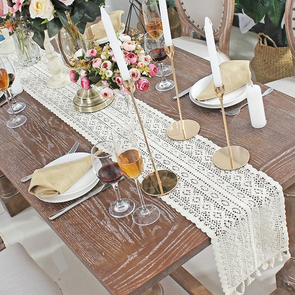 Elegant Lace Macrame Table Runner