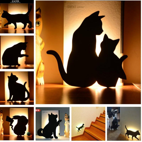 Night Lights Cute Cat Wall Led Motion Sensor Lamp Smart Night Light