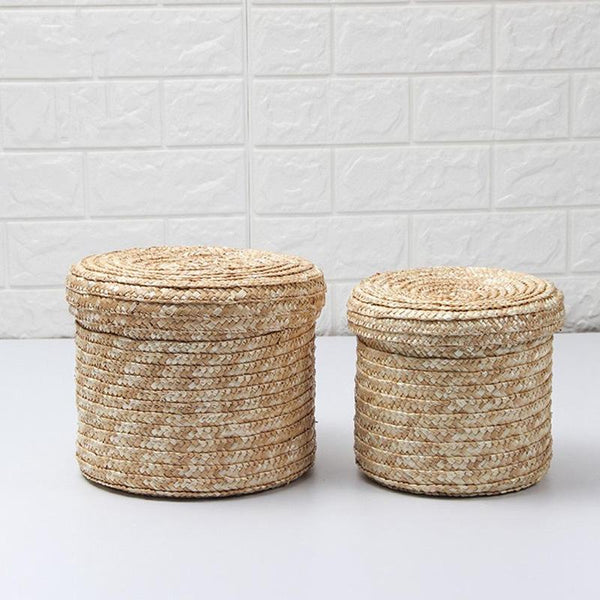 Storage Bins & Baskets Set Of 3 Handmade Seagrass Woven Storage Baskets With Lid