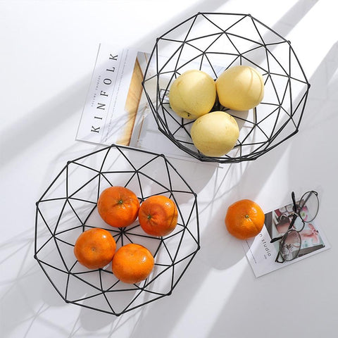 Creative Geometric Metal Fruit Basket Storage Bowl