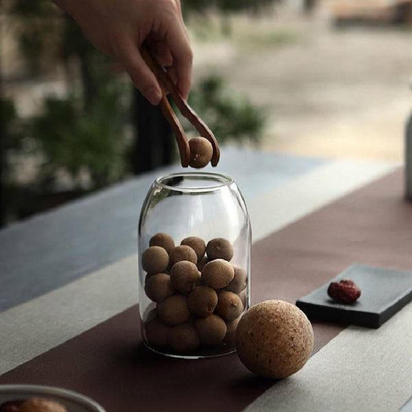 Canisters & Jars Glass Storage Containers With Round Cork Lid Natural Rustic Home Decor