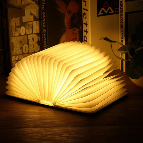 Usb Rechargeable Led Foldable Wooden Book Lamp Night Light Desk