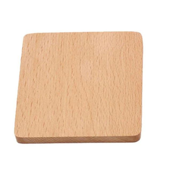 Coasters Set Of 2 Eco Friendly Beech Wood Round Square Flat Rim