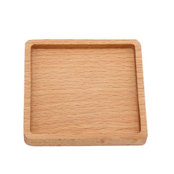 Coasters Set Of 2 Eco Friendly Beech Wood Round Square Flat Rim