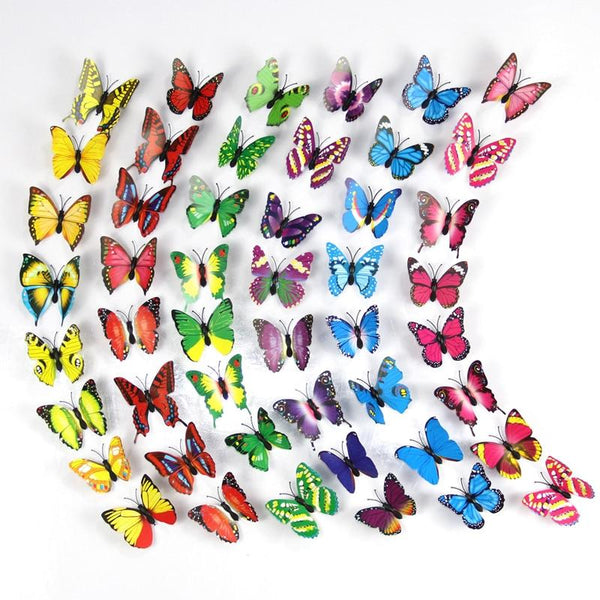 Wall Stickers 12 Pcs / Set Rainbow Colourful 3D Pvc Butterfly Wall Sticker Kawaii Home Decor