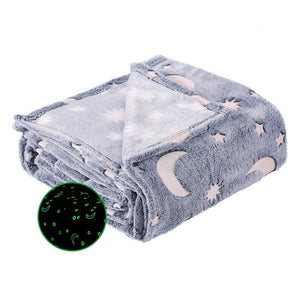 Blankets Soft Gray Glow In The Dark Moon And Stars Blanket