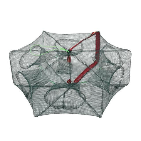 Nets 6 / 8 Holes Automatic Fishing Net Cage Portable Foldable Crab Shrimp Trap