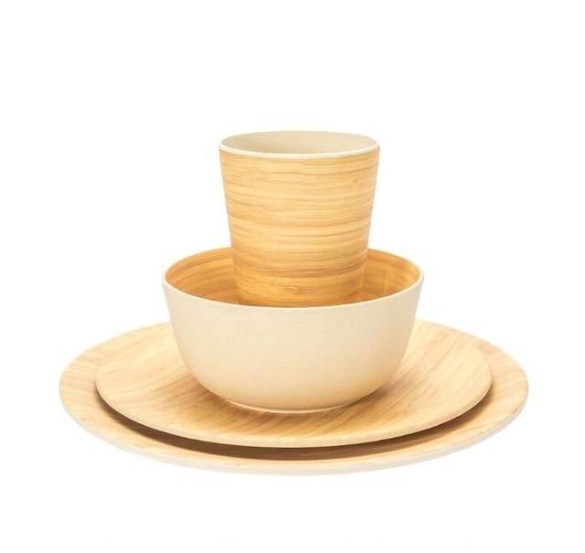 Dinner Sets Bamboo Fiber 4Pcs Or 16Pcs Tableware Dinnerware Set