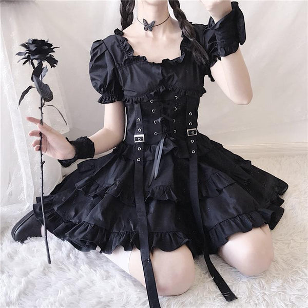 Victorian Renaissance Black Gothic Lolita Dress Women