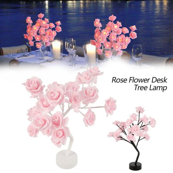 Led Rose Flower Decorative Table Lamp Home Night Light