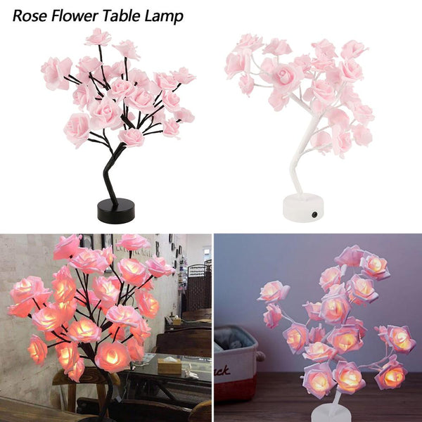Led Rose Flower Decorative Table Lamp Home Night Light