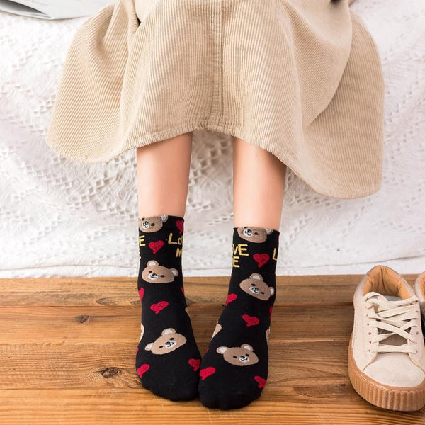 Socks Cute Kawaii Animal Love Me Cartoon Print Design For Women