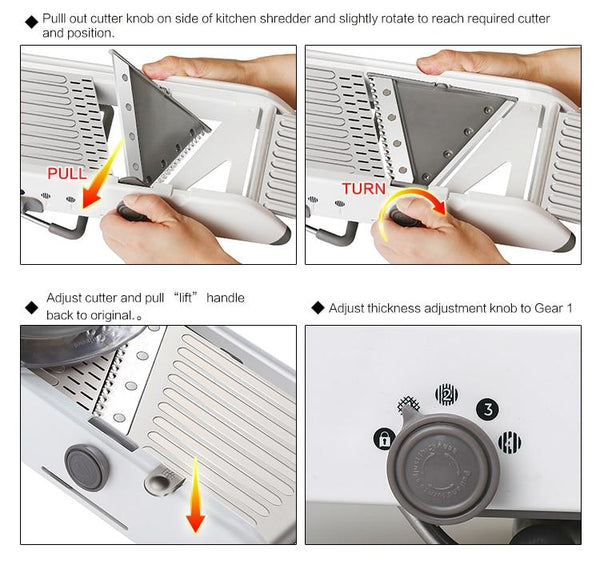 Peelers & Slicers Adjustable Mandoline Manual Vegetable Slicer Shredder Grater With Stainless Steel Blades