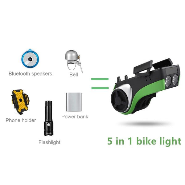 Lights & Reflectors 5 In 1 Bicycle Light Bluetooth Speaker Bell Phone Holder Bike Accessories