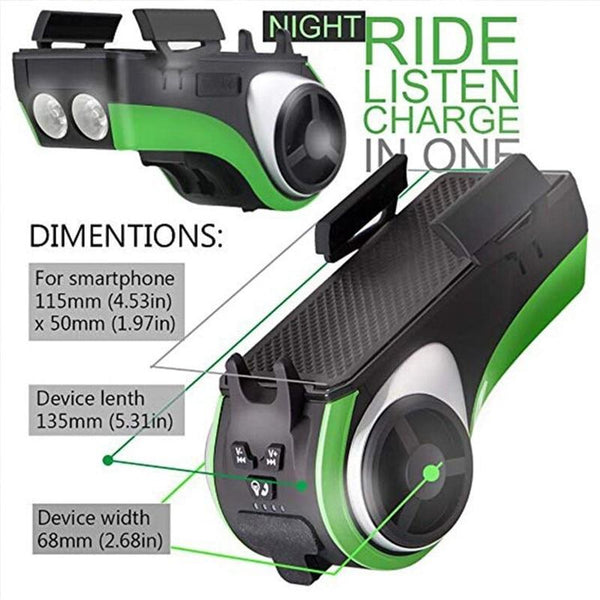 Lights & Reflectors 5 In 1 Bicycle Light Bluetooth Speaker Bell Phone Holder Bike Accessories