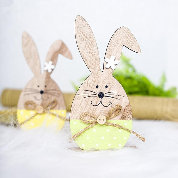 Seasonal Decorations Wooden Easter Bunnies Rabbit Decorations Desktop Ornaments