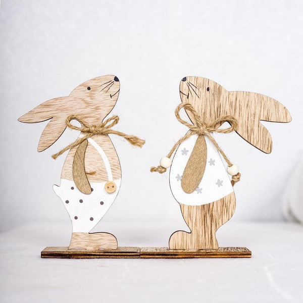 Seasonal Decorations Wooden Easter Bunnies Rabbit Decorations Desktop Ornaments