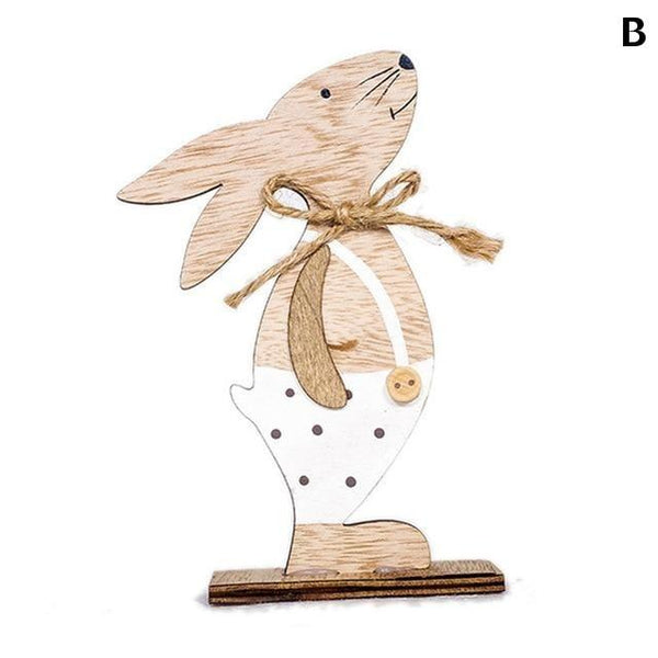 Wooden Easter Bunnies Rabbit Decorations Desktop Ornaments