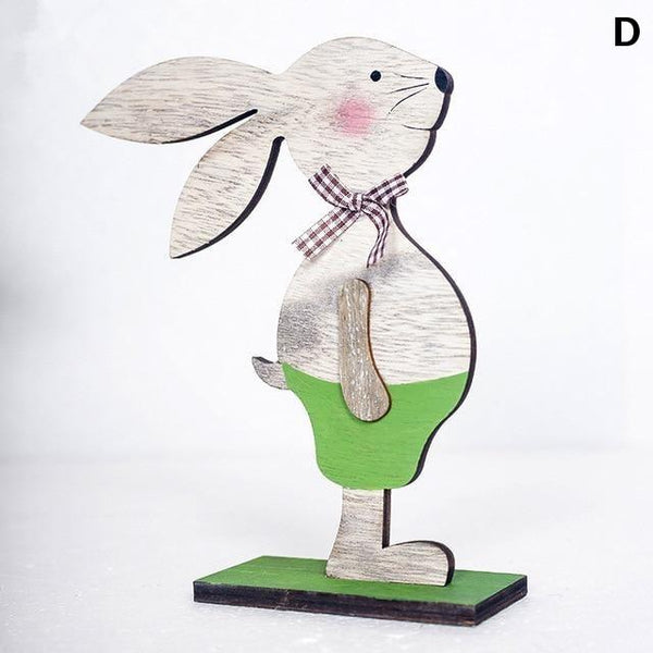 Seasonal Decorations Wooden Easter Bunnies Rabbit Decorations Desktop Ornaments