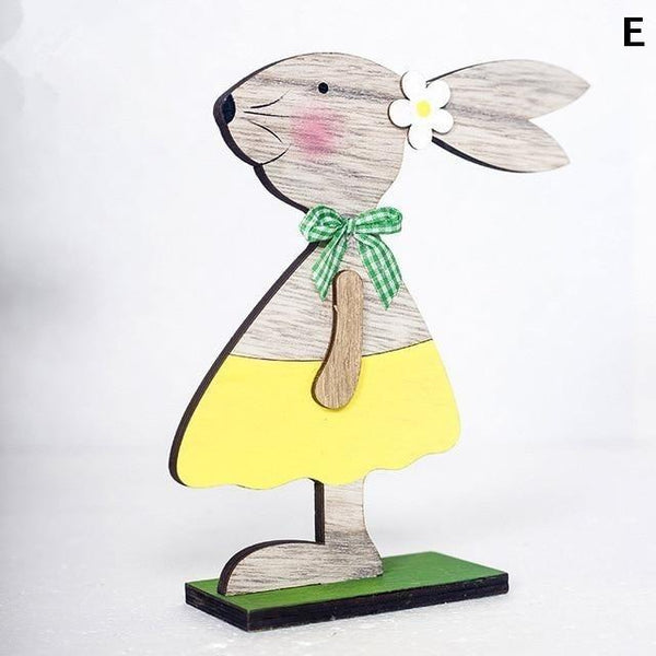 Wooden Easter Bunnies Rabbit Decorations Desktop Ornaments