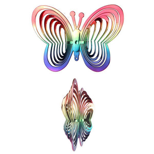 Windmills & Wind Spinners Reflective Rainbow Butterfly Windmill Outdoor Garden Decor