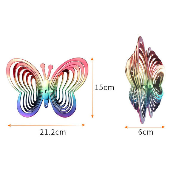 Windmills & Wind Spinners Reflective Rainbow Butterfly Windmill Outdoor Garden Decor