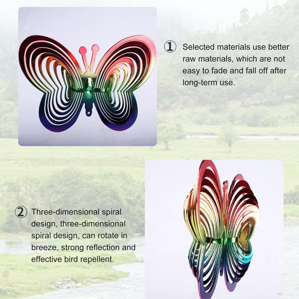 Windmills & Wind Spinners Reflective Rainbow Butterfly Windmill Outdoor Garden Decor