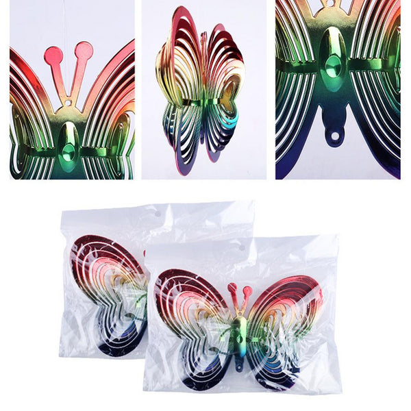 Windmills & Wind Spinners Reflective Rainbow Butterfly Windmill Outdoor Garden Decor