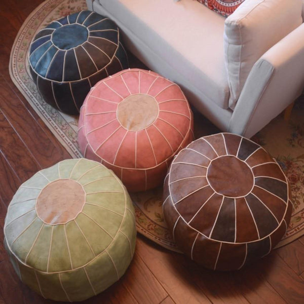 Moroccon Leather Pouf Cover