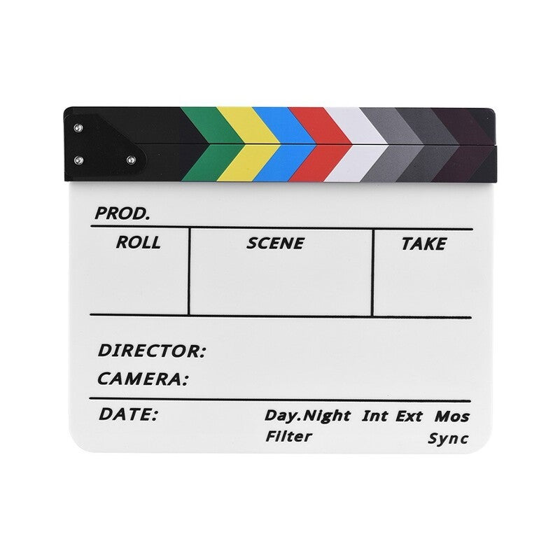 Movie Camera Accessories Professional Acrylic Clapboard Dry Erase Tv Film Movie Director Cut Action Scene Clapper Board Slate With Marker Pen