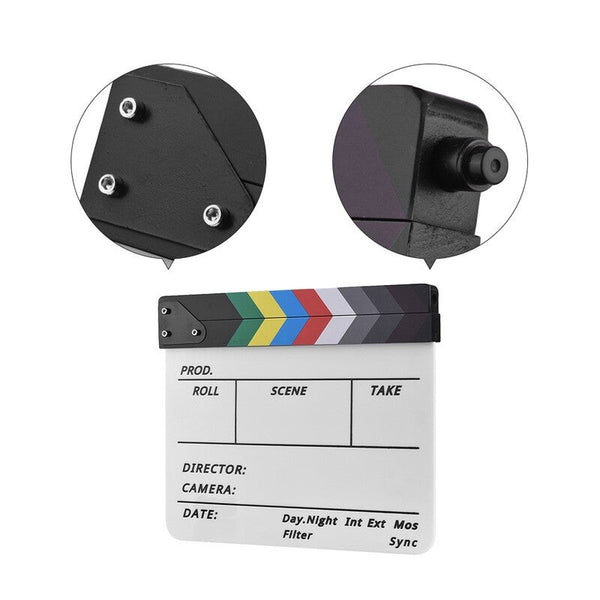 Movie Camera Accessories Professional Acrylic Clapboard Dry Erase Tv Film Movie Director Cut Action Scene Clapper Board Slate With Marker Pen