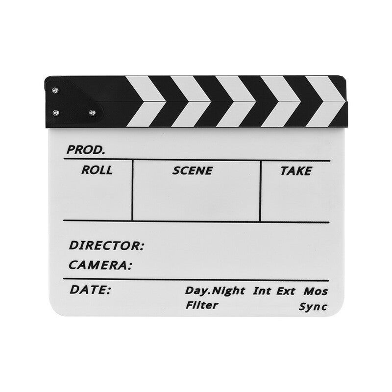 Movie Camera Accessories Professional Acrylic Clapboard Dry Erase Tv Film Movie Director Cut Action Scene Clapper Board Slate With Marker Pen Eraser W