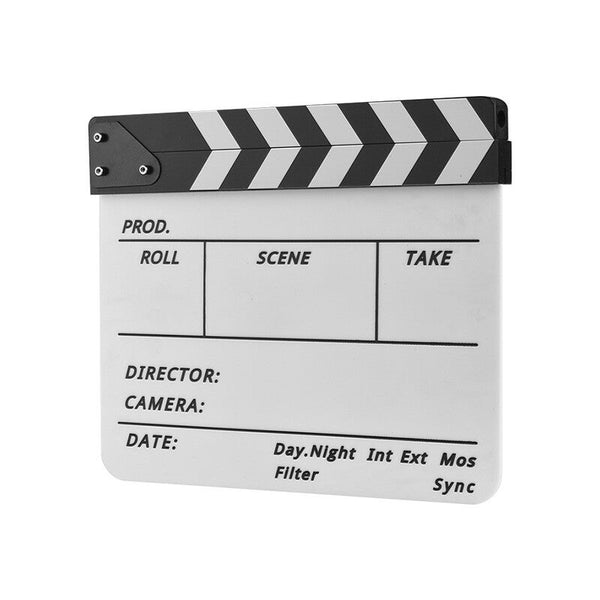 Movie Camera Accessories Professional Acrylic Clapboard Dry Erase Tv Film Movie Director Cut Action Scene Clapper Board Slate With Marker Pen Eraser W