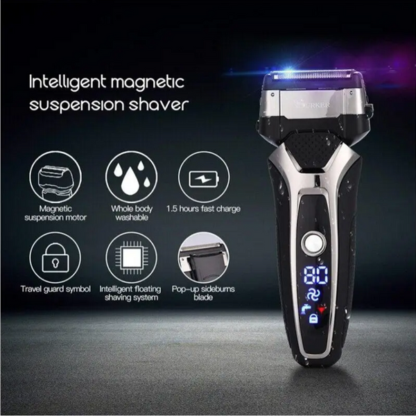 Professional Turbocharged Men's Electric Shaver 3D Floating Blade Wet Dry Usb Rechargeable Razor Fast Safe Led Beard Trimmer