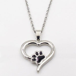 Necklaces & Pendants Puppy Kitty Paw Heart Pendant Necklace Silver