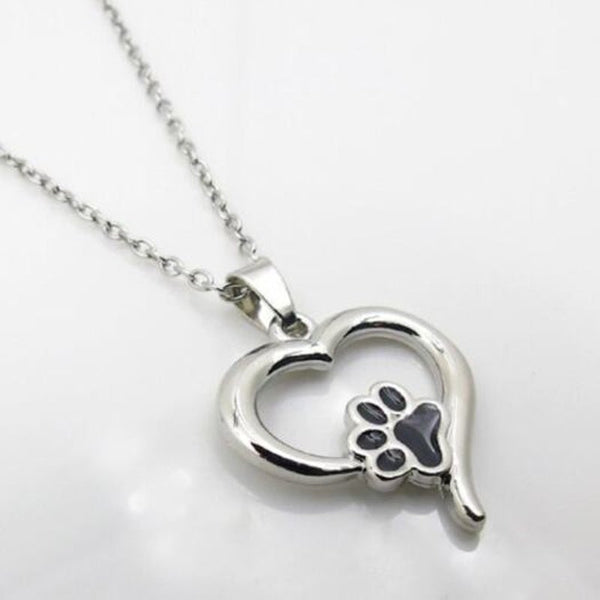 Necklaces & Pendants Puppy Kitty Paw Heart Pendant Necklace Silver