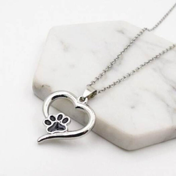 Necklaces & Pendants Puppy Kitty Paw Heart Pendant Necklace Silver