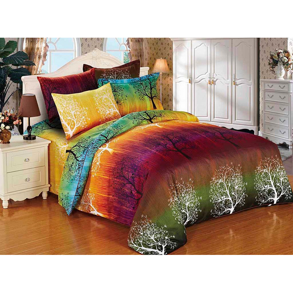 Quilt Covers Rainbow Tree Super King Size Bed Quilt/Duvet Cover Set