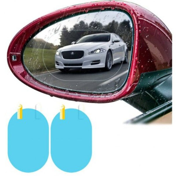 Window Film Rainproof Water Resistant Car Rearview Mirror Film 2Pcs Transparent