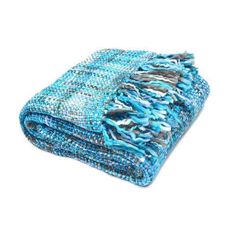 Rans Oslo Knitted Weave Throw 127X152cm - Aqua Marine