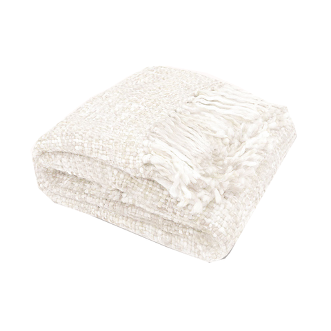 Rans Oslo Knitted Weave Throw 127X152cm - Snow White